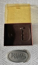 RARE Metal Harley Davidson Logo Belt Buckle In Original Box Vintage Collectible