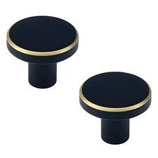Black Cabinet Knobs Round Drawer Pulls with Screws 1 Inch Modern 25 mm 2