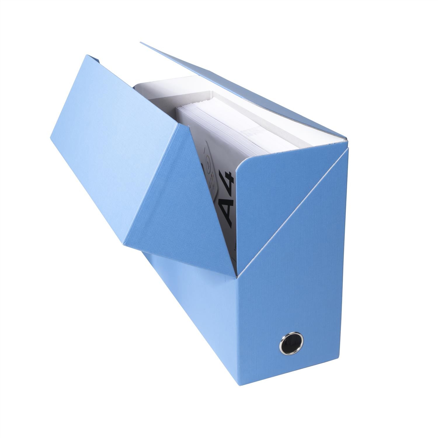 Boite transfert dos 120mm haute capacité en carton rigide toilé bleu - 2