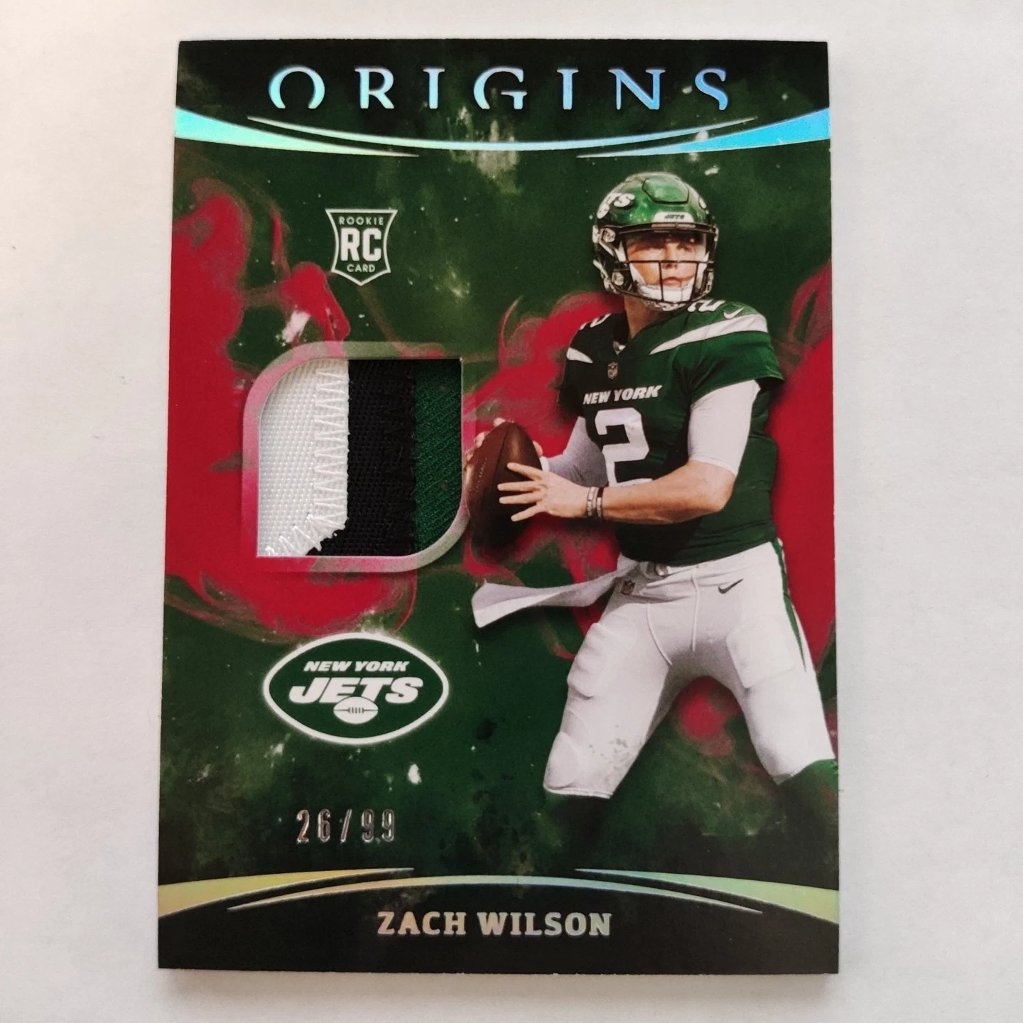 Zach Wilson Panini Origins Rookie Patches #RPZW Red
