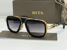 Dita LXN-EVO DT DTS403 A-01 Matte Black/Yellow Gold Metal Sunglasses Grey