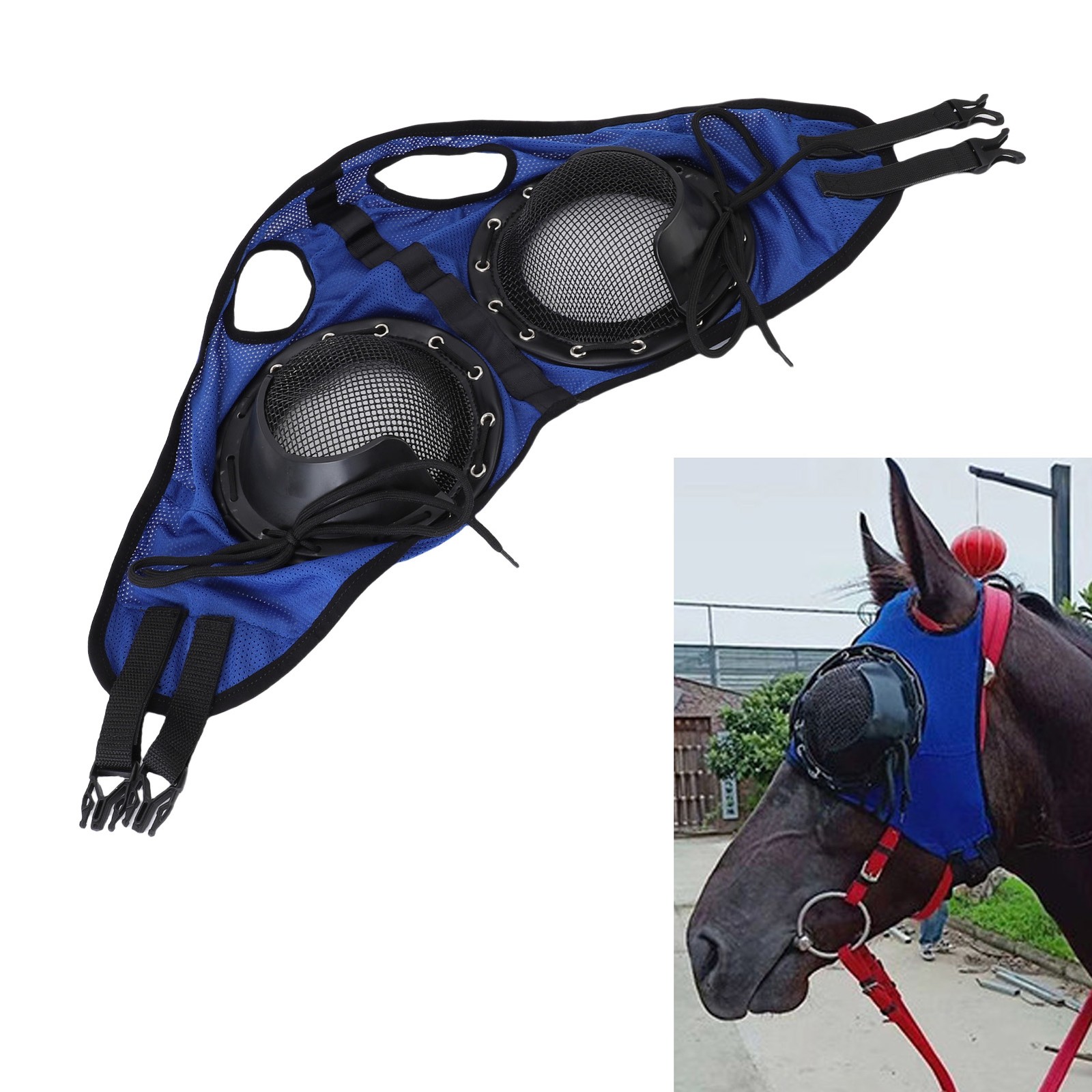 .Horse Racing Goggles Windproof Sandproof Protective Net Horse Eye Cover For