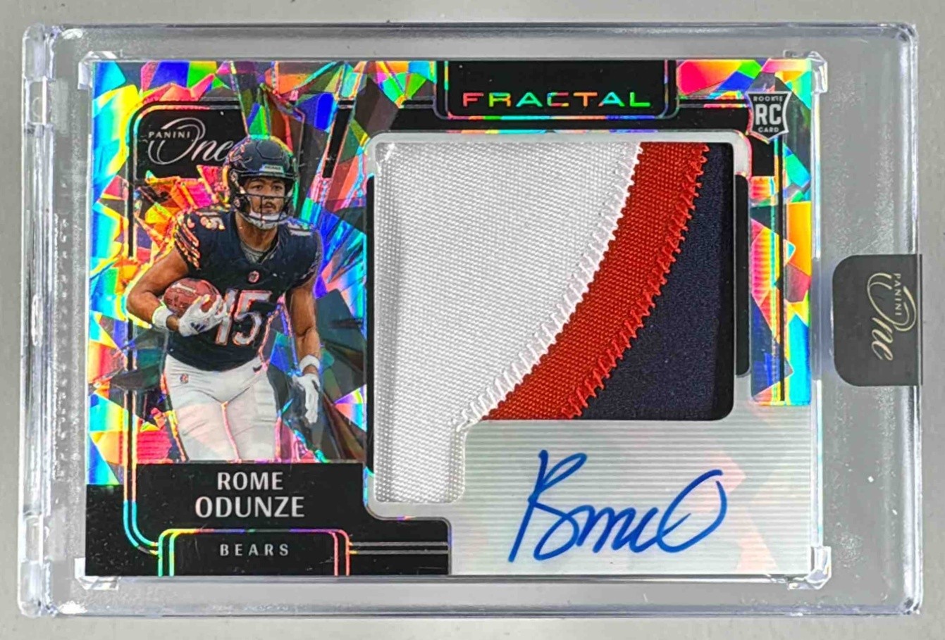 Rome Odunze 2024 Panini One #394 Rookie Fractal Patch Auto Rookie RC /50