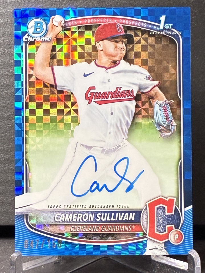 2025 1st Bowman Chrome Cameron Sullivan Blue X-Fractor /150 Auto #CPA-CS Guardia