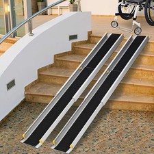 GRAVEE 6/8 ft Telescoping Aluminum Wheelchair Ramp Adjustable Portable Non-Slip