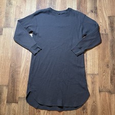 Uniqlo Womens Waffle Knit Thermal T-shirt Dress Size M Gray Long sleeve Lounge