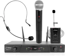 Dual Channel Wireless Microphone System - Portable VHF Audio Mic Set with Clip L