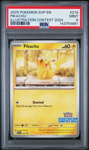 2025 POKEMON SVP EN-SV BLACK STAR PROMO ILLUSTRATION CONTEST 2024 PIKACHU PSA 9