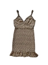Storia Brown Floral Mini Dress Spaghetti Strap Small Preppy Feminine Smocked M