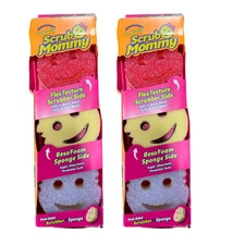 2 Pack Scrub Mommy Dual Sided Kitchen Sponges 3-Pack Multicolor Odor Resistant
