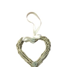 WICKER HEART DECORATION 26cm x 22cm  grey NEW. mother's day 