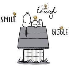 Lambs Ivy Classic Snoopy with Woodstock Dog House Black/Gray Wall Decals
