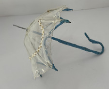 Vintage Blue and White Child's Doll's Parasol 10"