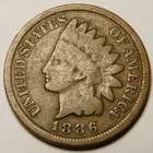 1886 Indian Head Cent Type 2 G-VG   "Actual Coin Pictured- Not Cleaned"