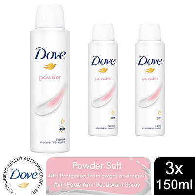 Dove Powder Anti-Transpirant mit 48H Schweißschutz Deo für Frauen 150ml, 3er Pack