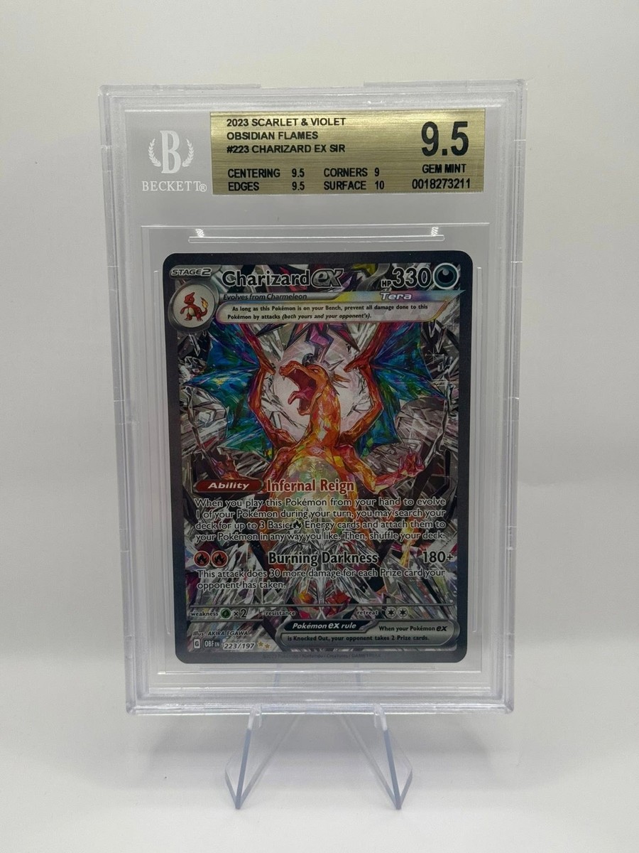 pokemon cards obsidian flames charizard ex Tera Gets A Gold Card In Pokmon TCG: clear acrylic holder that perfectly accentuates the stunning visual design and character artwork POKEMON CHARIZARD EX OBSIDIAN FLAMES