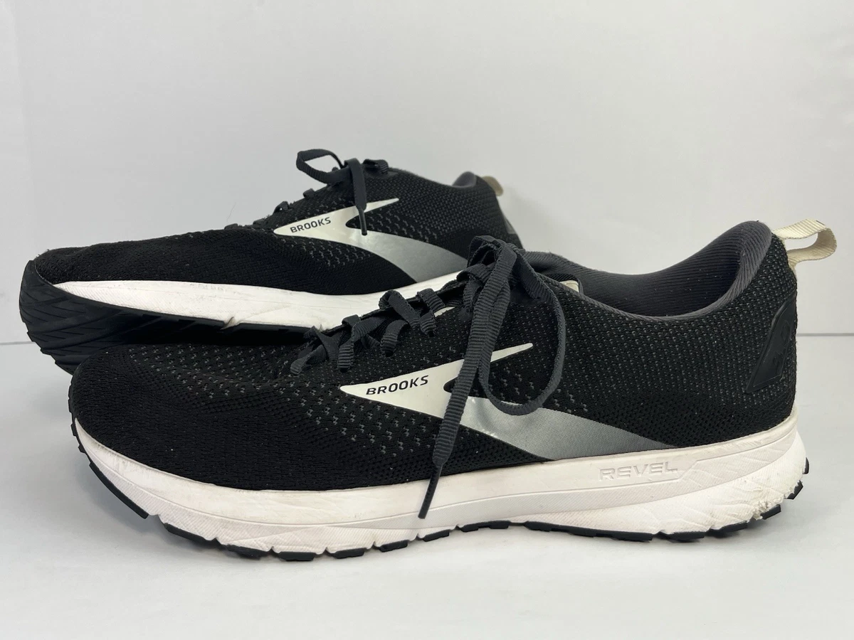 BROOKS MENS REVEL 4 110347 1D 063 CUSHION RUNNING SHOES BLACK/WHITE SIZE 10 BROOK MENS REVEL 4 CUSHION RUNNING SHOES BLACK/WHITE SIZE 10 main image 3