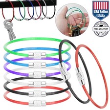 15x Metal Wire Keychains,Wire Key Rings Kit,Stainless Steel 1.5mm Colored Coated