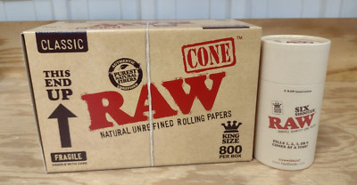 Raw Classic - King size Rolling paper Cones 800 + RAW Six Shooter for King Size