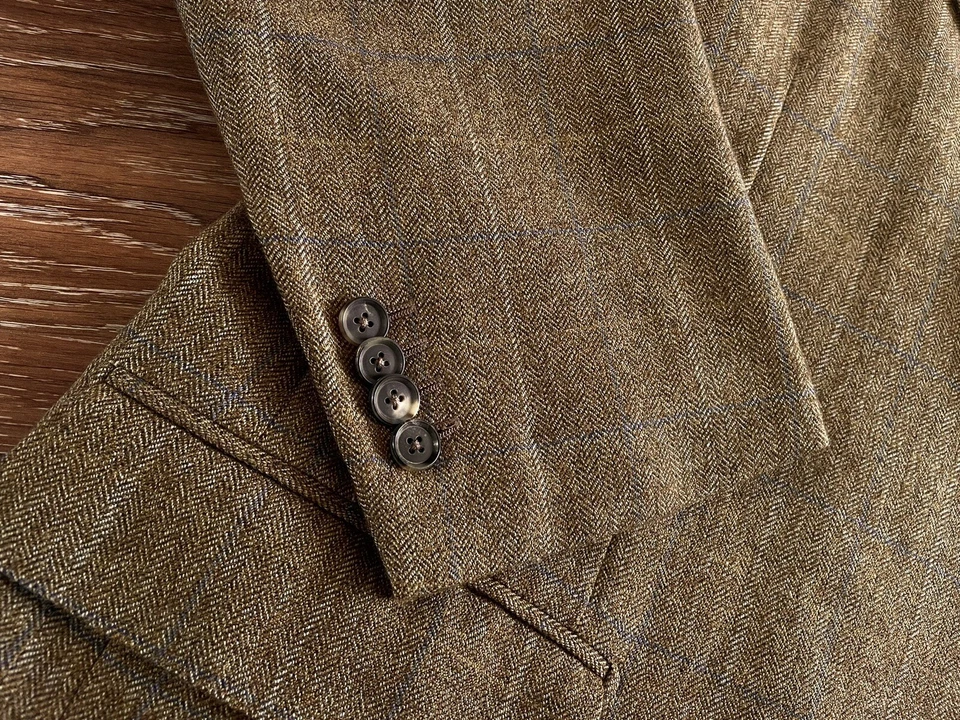 VTG Isaia Napoli windowpane wool/cashmere blazer sport coat / size 58 - Image 4 of 4