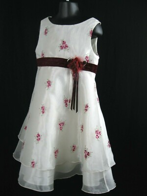 Girls Special Occasion Easter  Dress Muneca Size Maroon & Creme GUC!