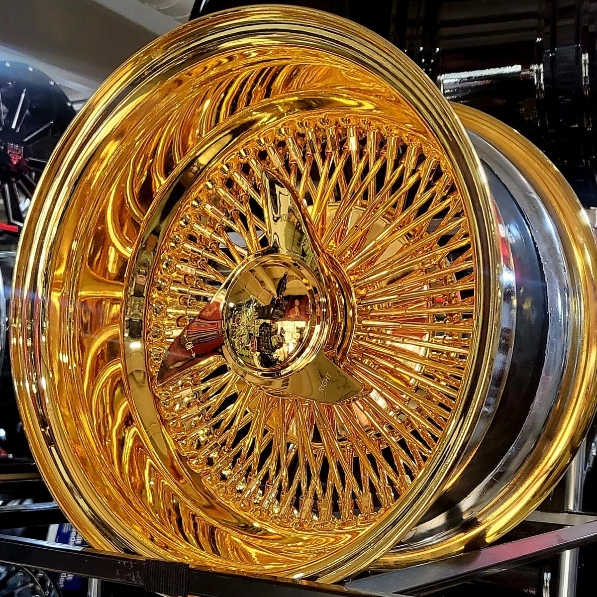 13x7 Luxor Rev 100 Spoke All Gold Lowrider Wire Wheel Rims