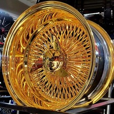 13x7 Luxor Rev 100 Spoke All Gold Lowrider Wire Wheel Rims