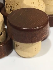 Lot of 10 New Wood Cork Wine- Bottle Stoppers  Crafts 1 1/8” Wide Top