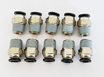 10 PK NITRA Pneumatic Push-To-Connect 1/4'' Tube X 1/4'' NPT CONNECTOR MS14-14N