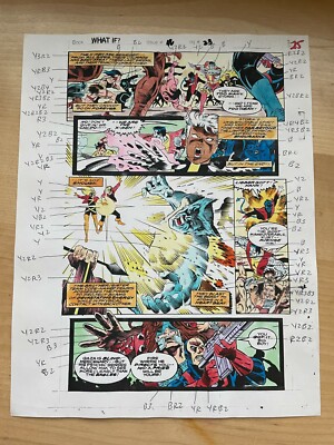 WHAT IF #46 comic ART  COLOR GUIDE 1993 BEAST blasted to atoms X-MEN BATTLE