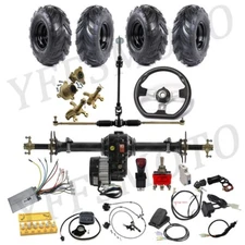 30'' Rear Axle Kits 48V 100W Differential Motor Brake 3 Hole 6'' Tires 4 Wheeler
