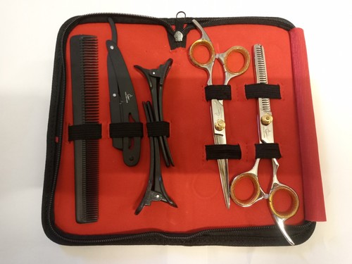 Set Forbici da Barbiere 5 Pezzi - Forbici per Taglio Capelli con Clip e Pettine per Styling - Foto 2 di 5