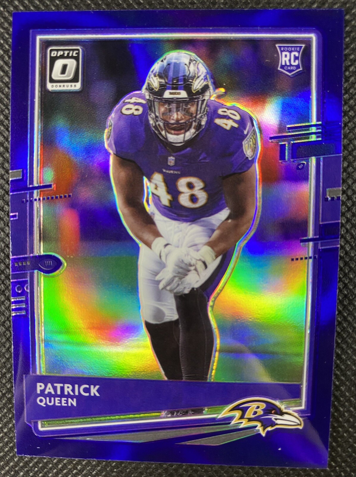 2020 Panini Donruss Optic Patrick Queen Holo Purple Rookie Prizm /50 #118 Ravens