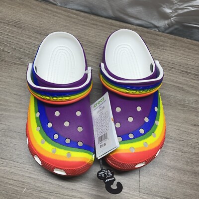 CROCS UNISEX CLASSIC CLOG RAINBOW Size M W7