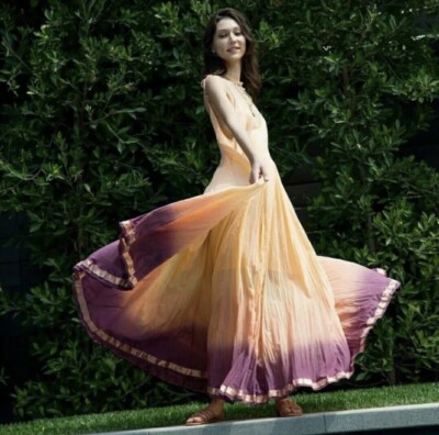 ANTHROPOLOGIE FREE PEOPLE DIPPED IN GOLD MAXI DRESS SIZE S | eBay