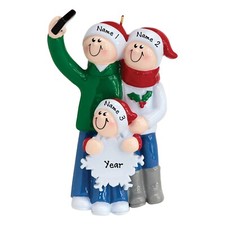 PERSONALIZED Taking A Selfie Family - Family of 3 Christmas Ornament Keepsake