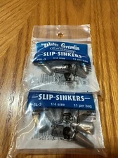 2 Packs Water Gremlin Low Profile Slip Sinkers PLS-3 In 1/4 Size 11 Per Bag