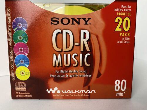 Sony CD-R Music 80 Minute Recordable CDs Jewel Color Collection Open Box 11 CDs - Afbeelding 1 van 8