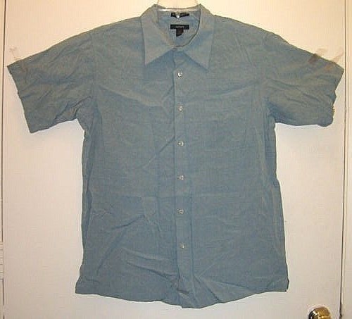 Mens Vintage Alfani Blue/Green Short Sleeves Shirt Sz S Work Church 