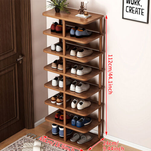 6/8 Tier Vertical Shoe Rack Tall Shoe Tower Storage Shelf Organizer Shoe Tower - Picture 3 of 18