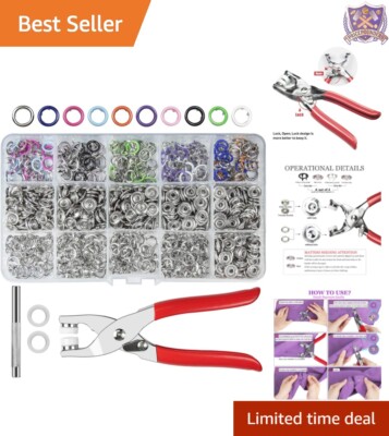 Versatile 200 Sets Metal Snaps with Storage Box - Perfect for Crafting & Sewing