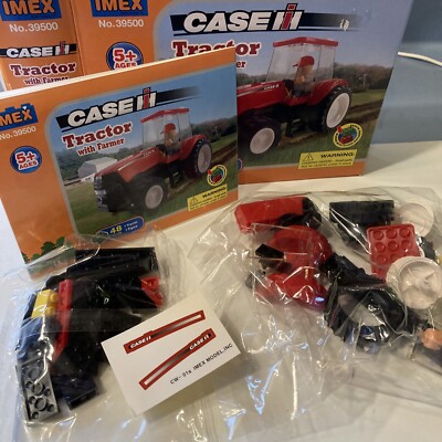 Case IH Tractor with Farmer Ages 5 & Up. IMEX   Building Blocks. Miniature Snap