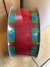 MEMBER'S MARK 2.5" WIDE WIRED RIBBON, RED/BLUE GREEN TRIM 5677
