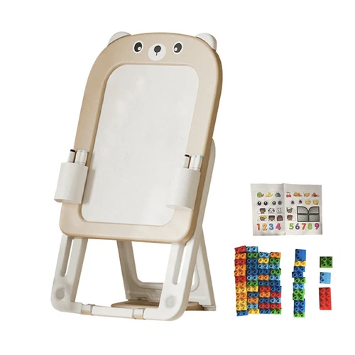 Tableau magnétique pour enfants, chevalet d'art avec blocs de construction, réglable - Image 11 sur 16