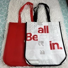 Lululemon 2 Large 14x16  Reusable Shopping Bag White - Red New