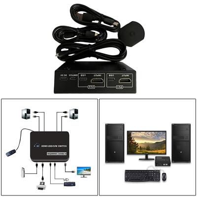 USB 2.0 KVM-Switch 2-Port Mit USB- Für Maus--Monitor-Freigabe