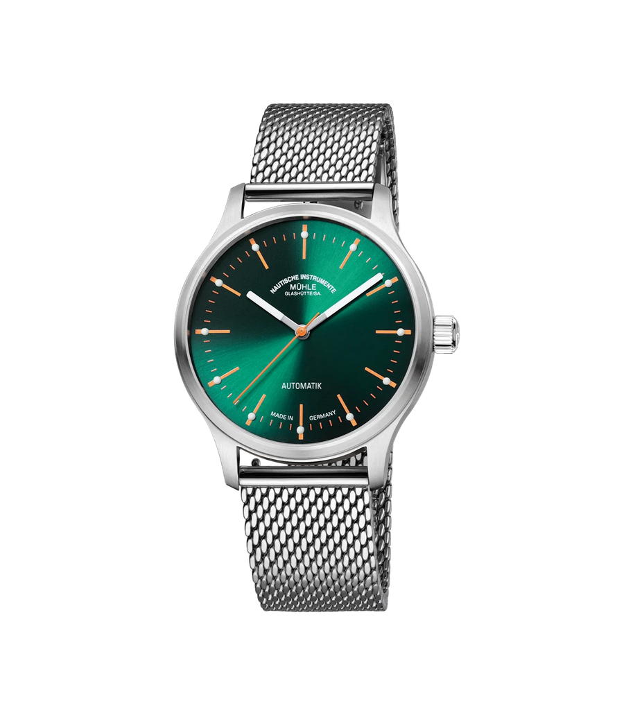 Mühle Glashütte Armbanduhr Panova grün mit Edelstahlarmband, M1-40