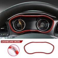 Inner Dashboard Decor Ring Trim Frame Cover for Dodge Challenger 15+ Red Carbon