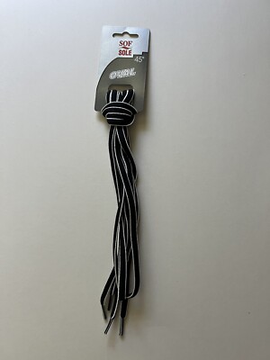 Sof Sole 45'' Athletic Oval Black Shoe Laces With White Trim 