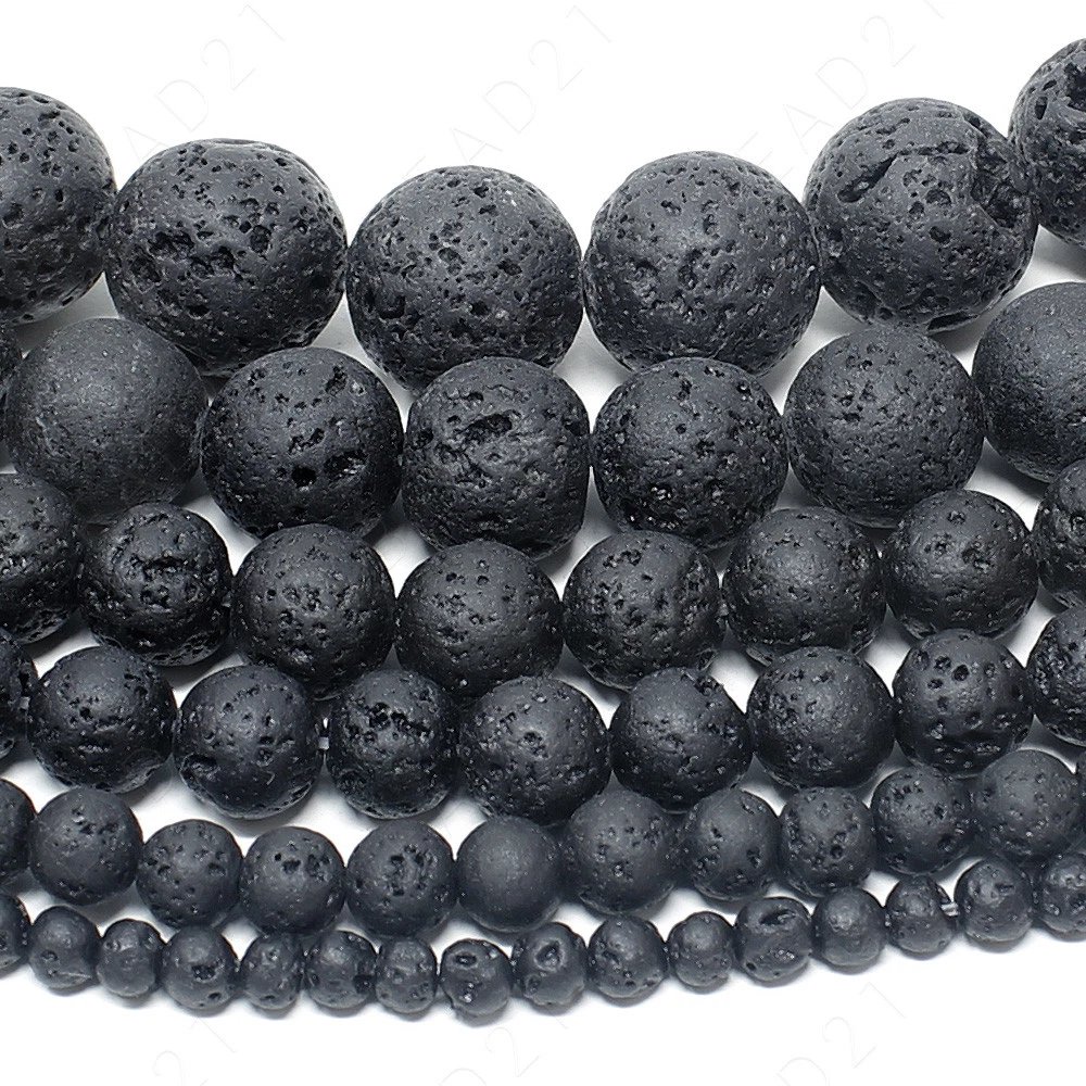 Natural Lava Stone Volcano Beads Round 4mm 6mm 8mm 10mm 12mm 14mm 15.5  Strand